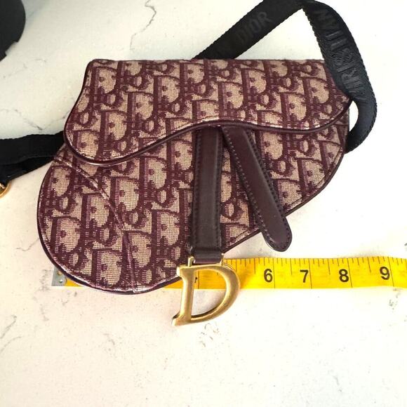 Dior Oblique Burgundy Saddle Belt Pouch Bag Crossbody Strap 40" Authentic CoA - Picture 8 of 11